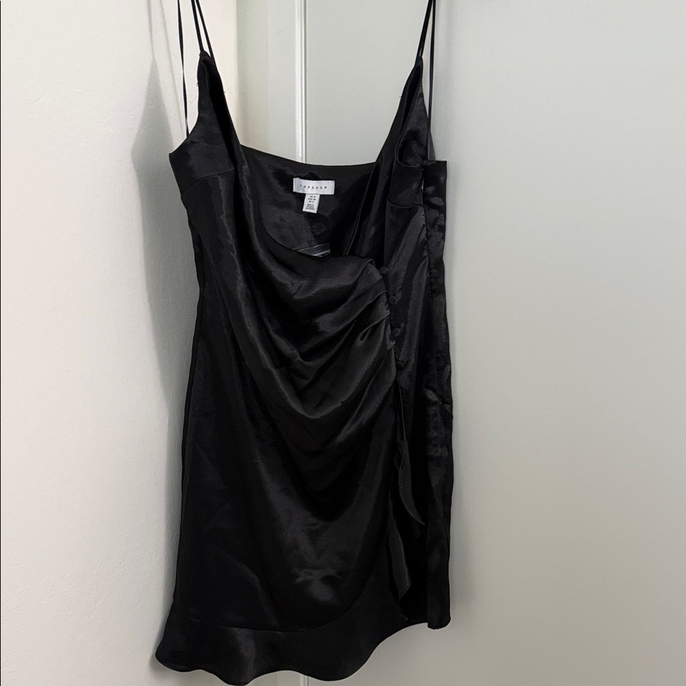 Topshop Black Satin Slip Dress